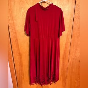 SHEIN Red High Neck Open Back Midi Dress